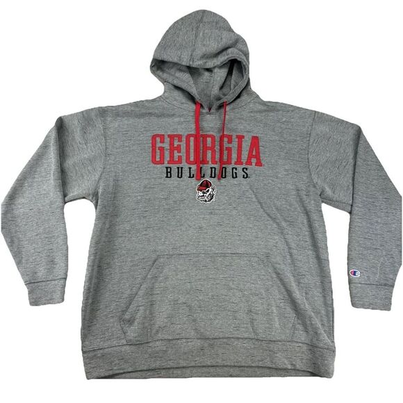 Champion University Georgia Bulldogs Gray Pullover Hoodie Sweatshirt Mens XL - Picture 2 of 10